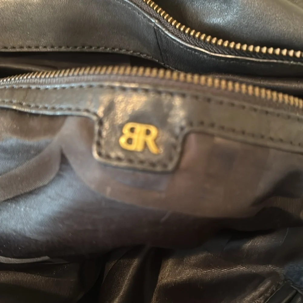 Banana Republic Elegant Black Leather Handbag with Gold Accents